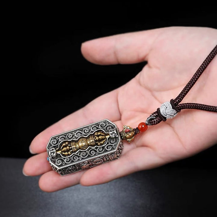 Buddha Stones tibetano Om Mani Padme Hum tallado Dorje Vajra giratorio patrón de loto pureza COLLAR COLGANTE de cuerda