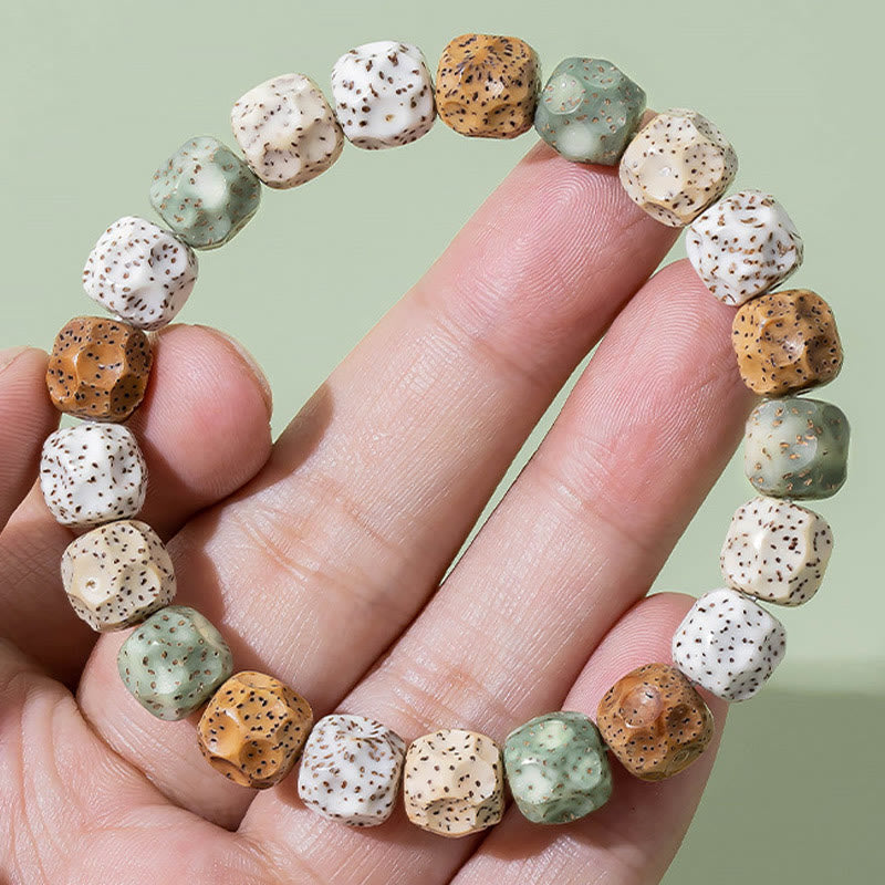 Pulsera de riqueza auspiciosa de semillas Bodhi coloridas naturales de Buddha Stones