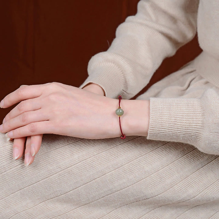Pulsera de hilo rojo de la suerte de loto de jade hetiano chapado en plata de ley 925 con Buddha Stones