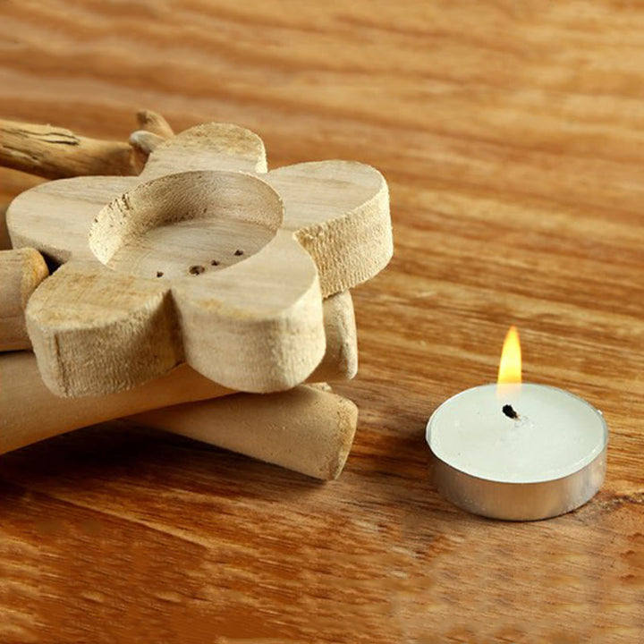 Candelabro de madera con diseño de flores de Buddha Stones, decoración para el hogar - image 3