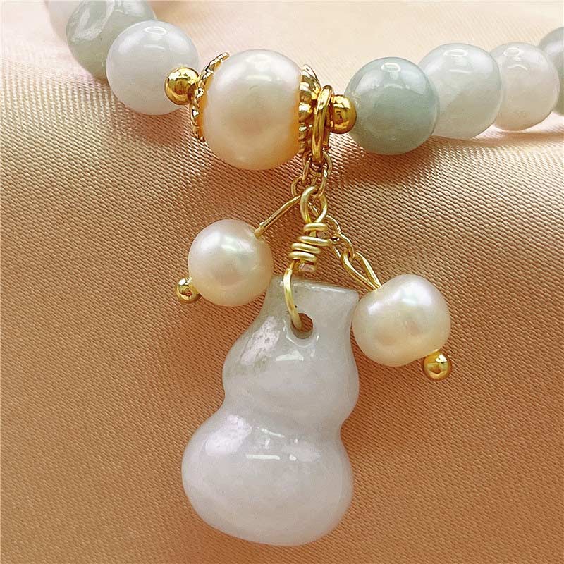 Pulsera con dijes de protección de bendición de calabaza de jade con Buddha Stones