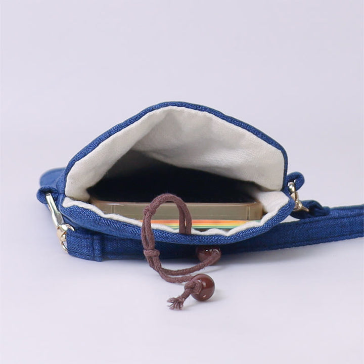 Buddha Stones, pequeñas flores bordadas, bolso de hombro, bolso para teléfono móvil, 11*20cm