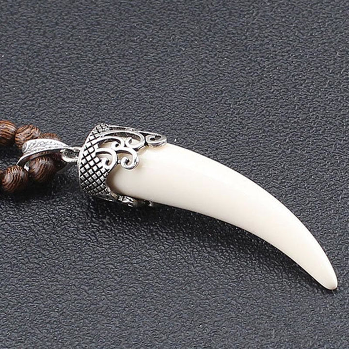 Colgante de collar de meditación de protección estilo cuerno de piedra turquesa de madera de wengué - image 9