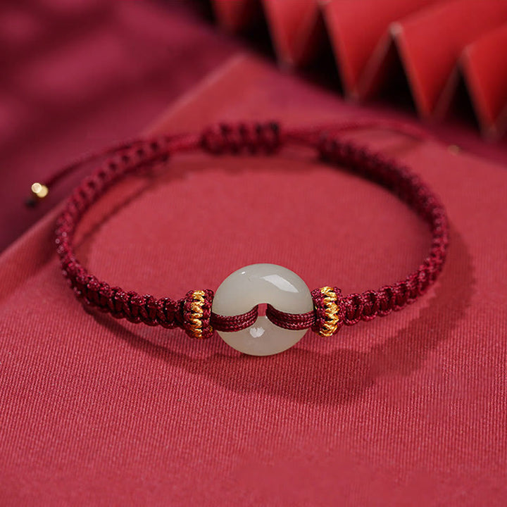 Pulsera trenzada de abundancia de jade con hebilla de paz de Buddha Stones