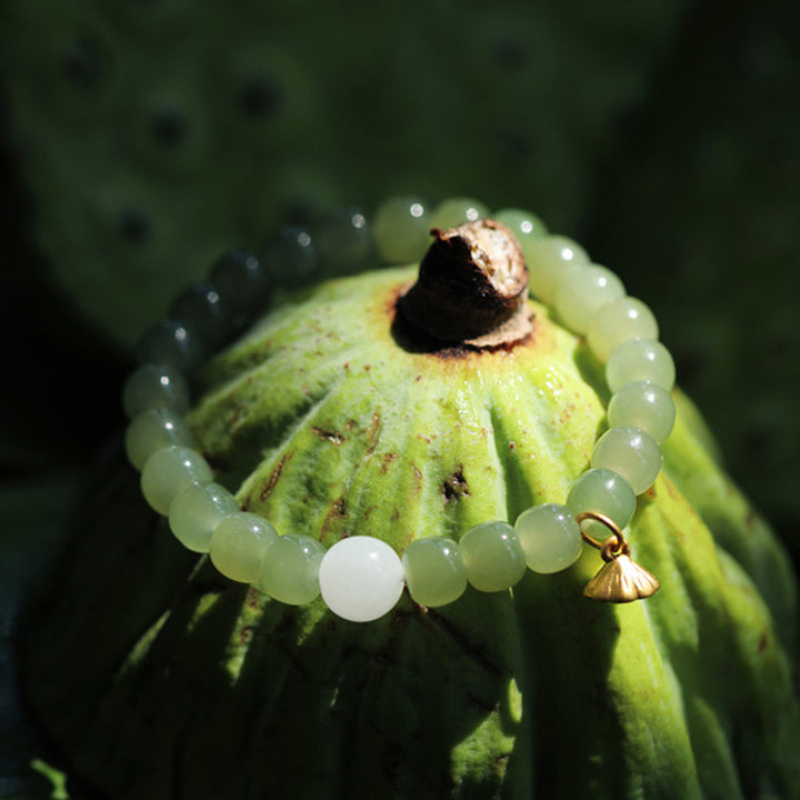 Pulsera ajustable de abundancia de loto de jade