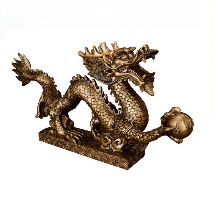 Buddha Stones Feng Shui Dragón Auspicioso Nube Riqueza Suerte Decoración - Marrón - 50 cm x 7,5 cm x 25 cm - image 12