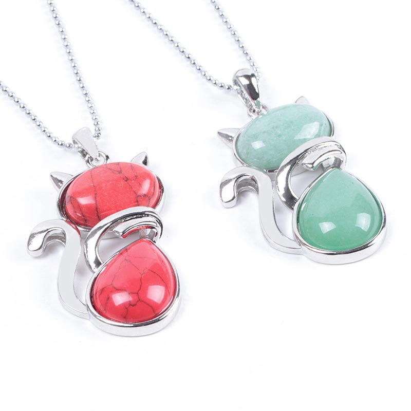 Colgante de collar de protección de cristal natural con patrón de gato de Buddha Stones - image 25