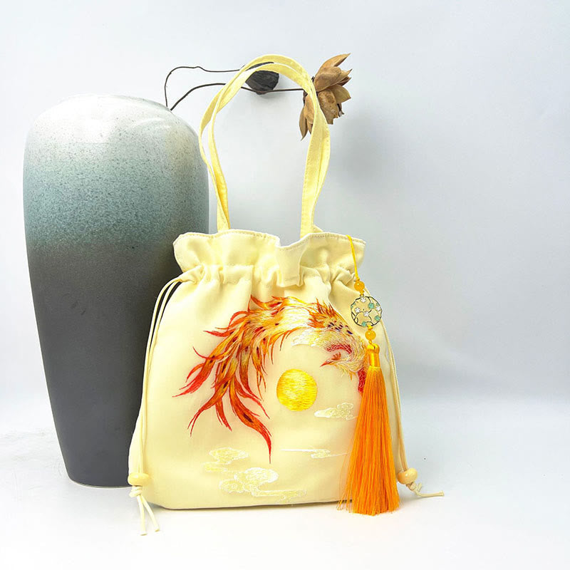Buddha Stones Lotus Peony Epiphyllum Phoenix Suzhou bordado algodón lino Tote bandolera bolso de hombro bolso