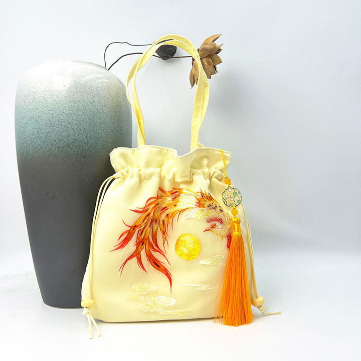 Buddha Stones Lotus Peony Epiphyllum Phoenix Suzhou bordado algodón lino Tote bandolera bolso de hombro bolso