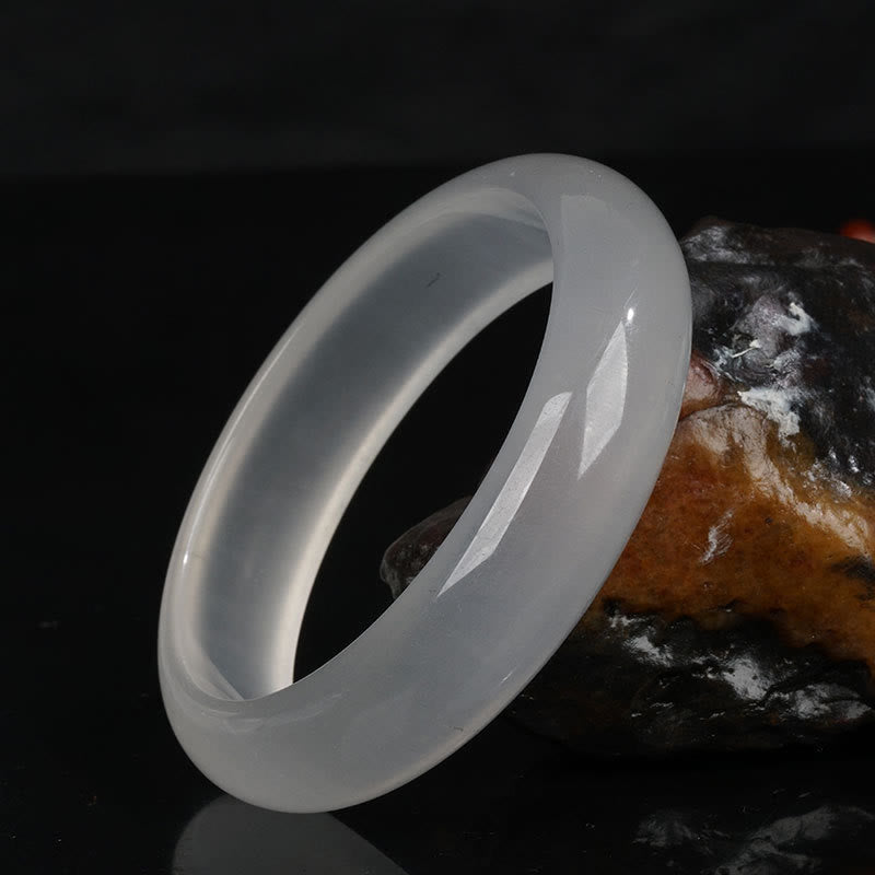 Pulsera de la suerte de la riqueza del jade de seda dorada translúcida natural de las Buddha Stones - Blanco translúcido - 62 mm - image 1