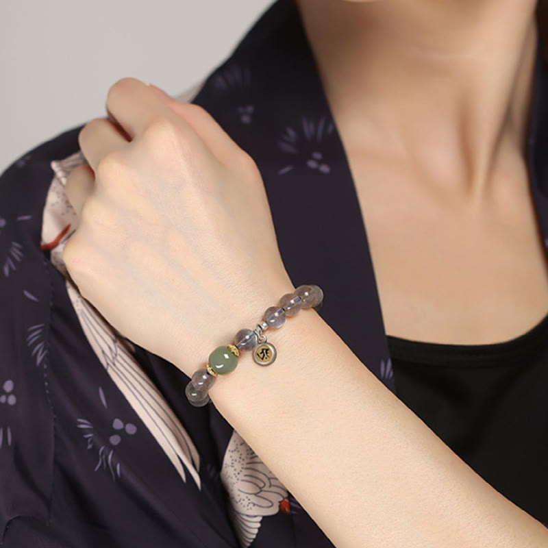 Buddha Stones Zodiaco Chino Buda Natal Plata de Ley 925 Piedra Lunar Natural Hetian Jade Pulsera Positiva