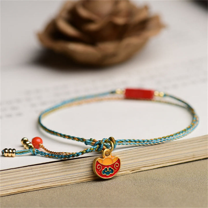 Pulsera de doble capa trenzada con Buddha Stones hechas a mano con cinabrio como uno desea bendición