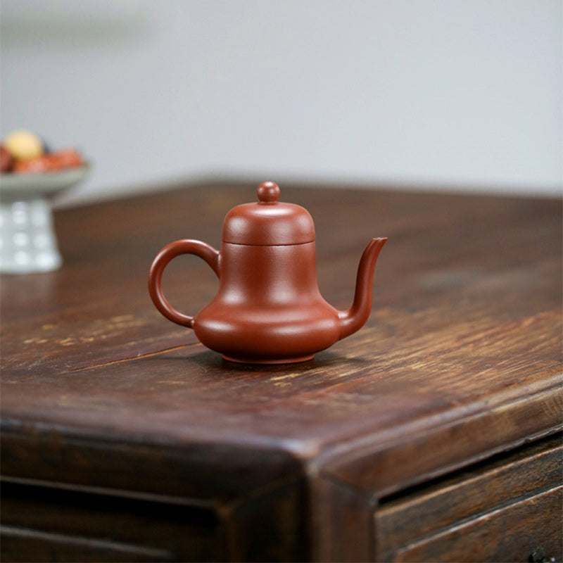 Tetera de kungfú de arcilla púrpura con flor de melocotón de bambú Vintage con Buddha Stones