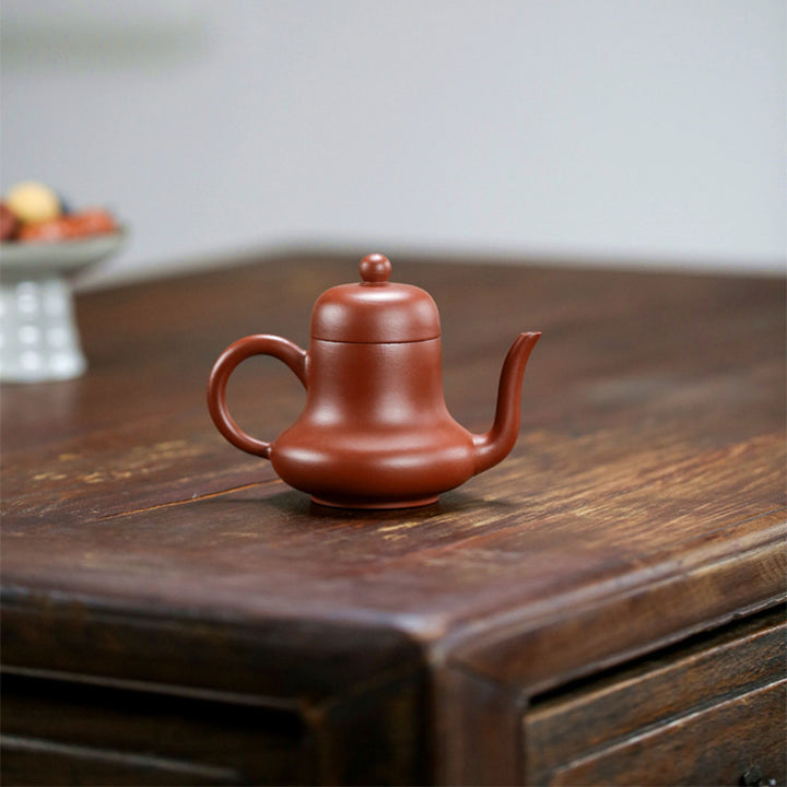 Tetera de kungfú de arcilla púrpura con flor de melocotón de bambú Vintage con Buddha Stones