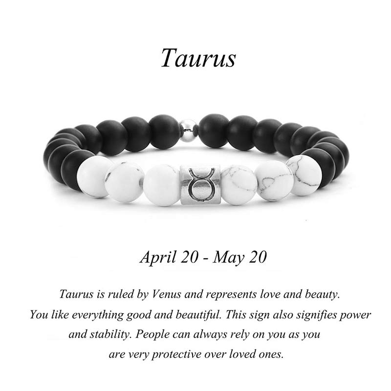 Pulsera de la fortuna con cuentas de turquesa blanca, piedra esmerilada Natural, 12 constelaciones del zodíaco , Buddha Stones