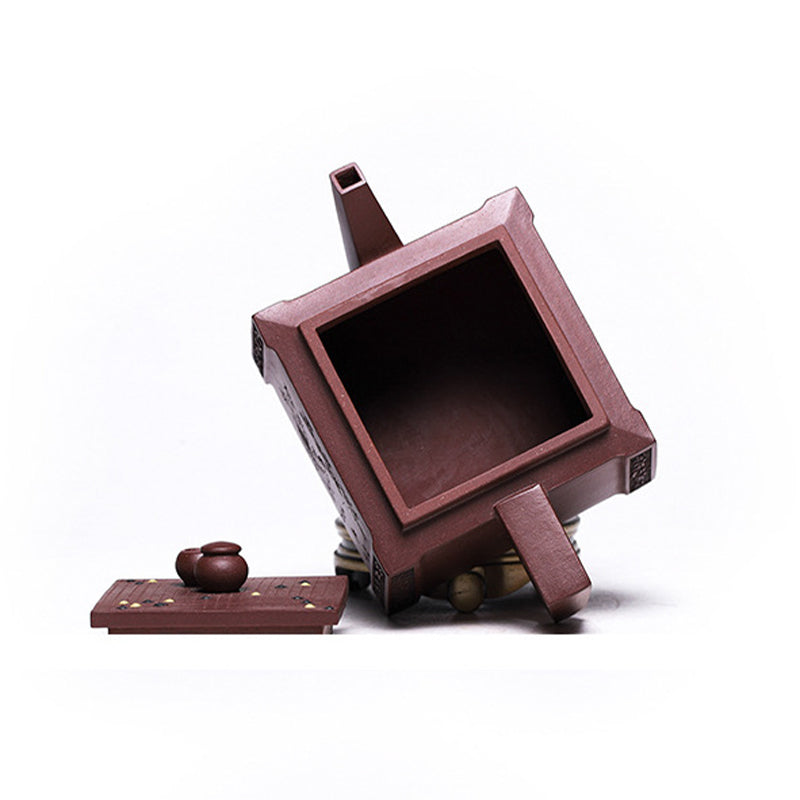 Buddha Stones Yixing, todo hecho a mano, Gomoku, juego de ajedrez, tetera cuadrada de Kung Fu de arcilla púrpura, 280ml