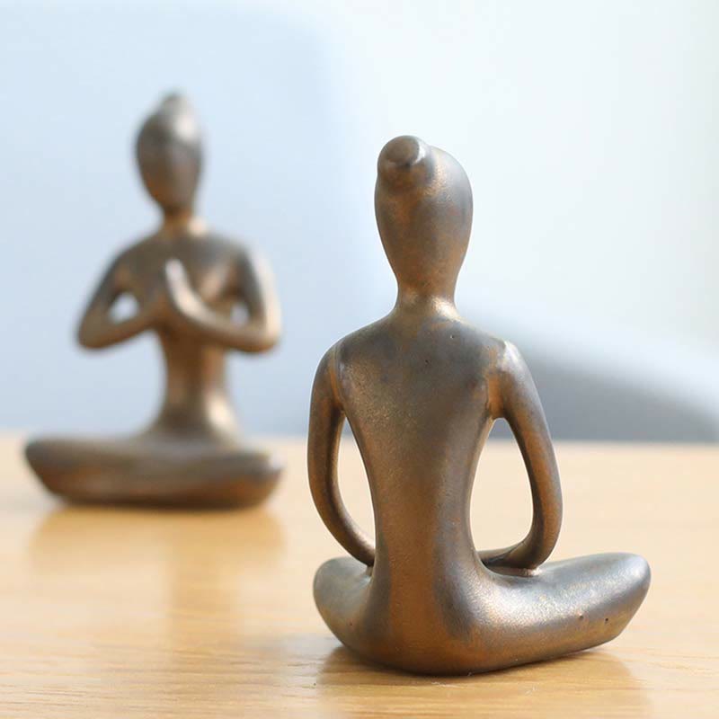 Decoración espiritual de la escultura de la estatuilla de la cerámica del ejercicio de la meditación del yoga abstracto