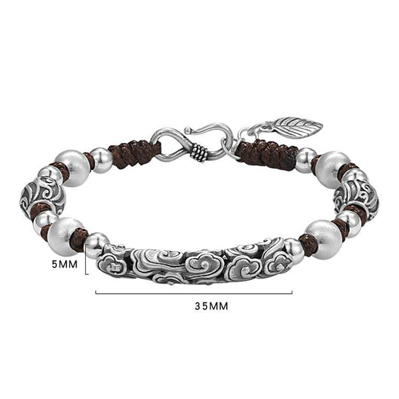 Pulsera de cadena de riqueza de nube auspiciosa de plata de ley 999 de cobre hecha a mano con Buddha Stones del Tíbet