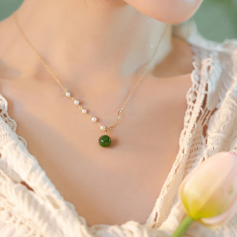 Piedras de BudaColgante de collar de cuentas de suerte de perlas de jade natural de Hetian