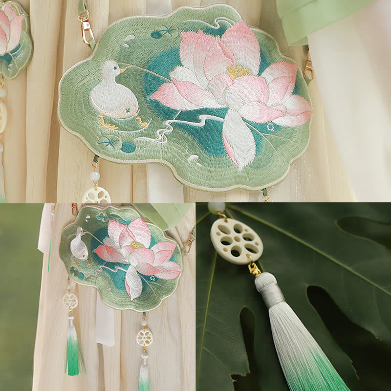 Buddha Stones suerte bordado loto Koi pez conejo flor Hanfu bolso bandolera bolso de hombro