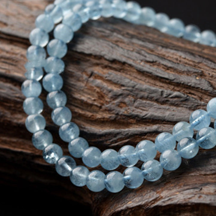 Pulsera curativa de la paz con aguamarina natural de Buddha Stones