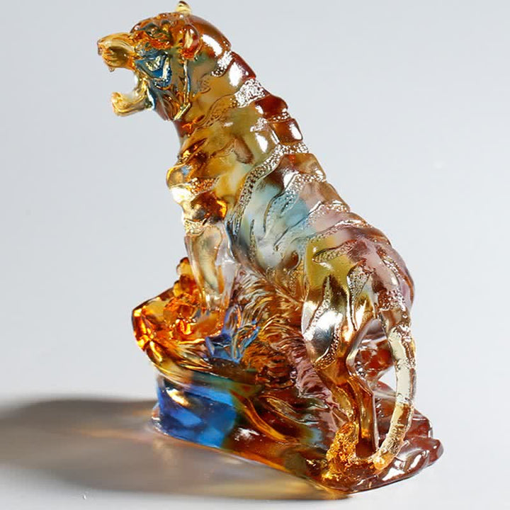 Pieza de arte de tigre de cristal Liuli hecha a mano, protección para decoración del hogar - image 3
