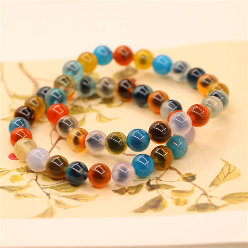 Pulsera colorida de cuentas de fuerza curativa de ágata de caramelo