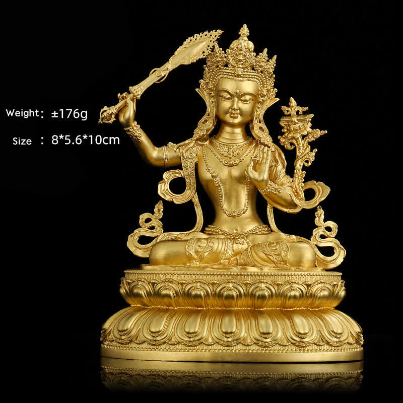 Figura de Buda medicinal Shakyamuni Amitabha, estatua de cobre de serenidad, decoración del hogar - Bodhisattva Manjushri de 10 cm - image 9