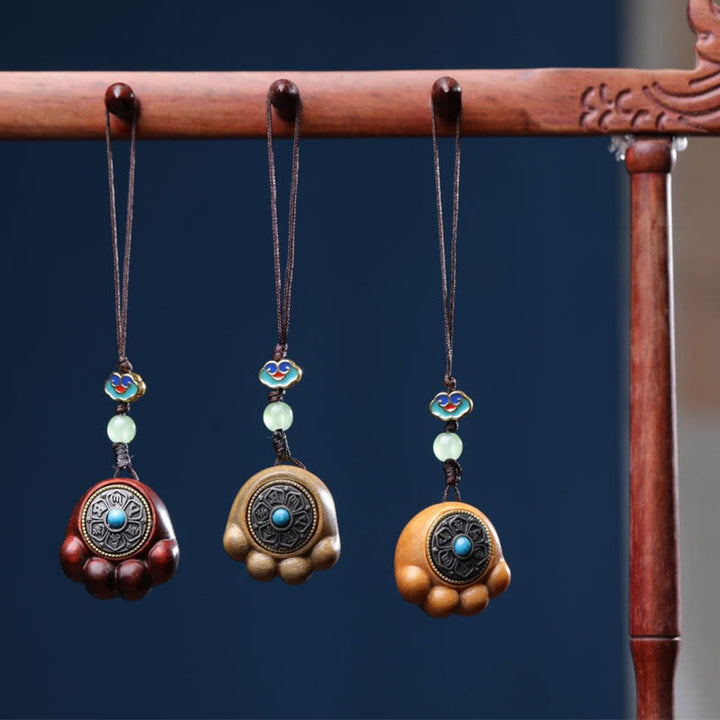 Buddha Stones Sándalo Hoja pequeña Sándalo rojo Sándalo verde Garra de pata de gato de la suerte Om Mani Padme Hum Protección Decoración colgante para teléfono