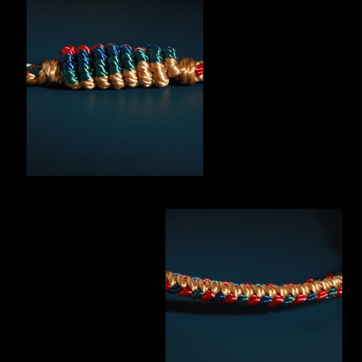 Pulsera de protección trenzada con rueda de oración, nudo de la paz, hecho a mano, con Buddha Stones tibetanas
