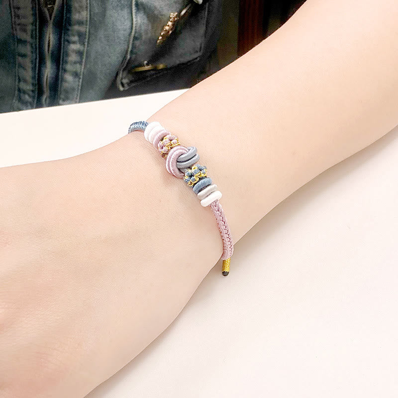 Pulsera de conexión de suerte con nudo de paz de ocho hilos hecha a mano con cuerda de dos colores con Buddha Stones