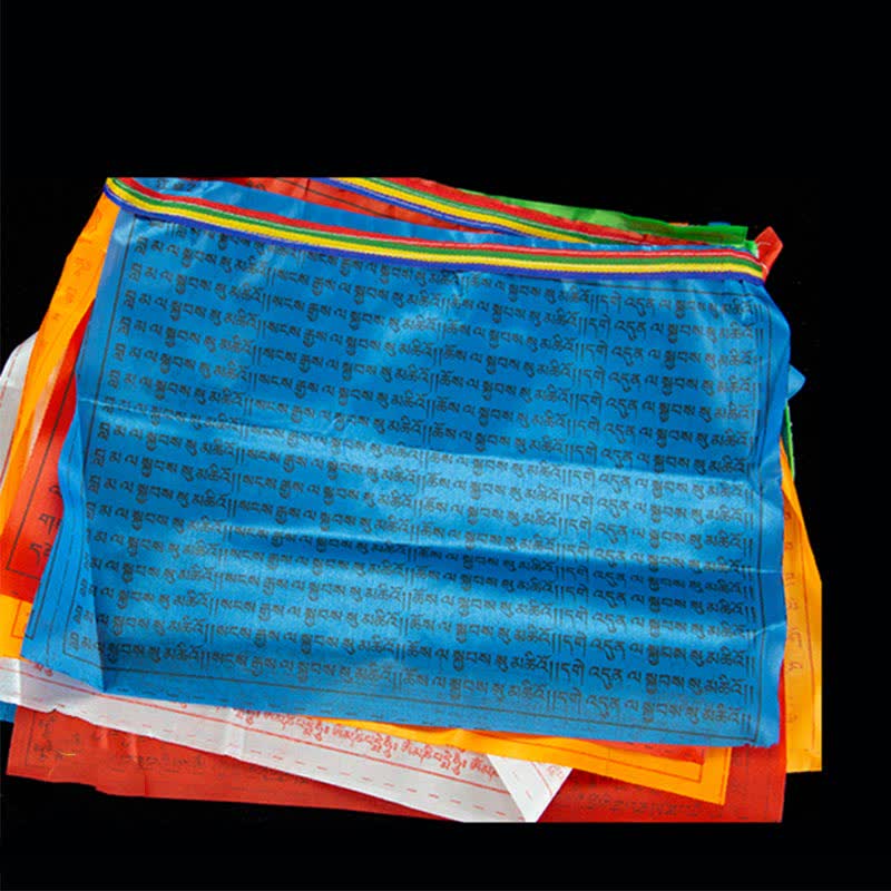 Bandera de oración tibetana de 5 colores con bendición de caballo de viento al aire libre, 20 unidades