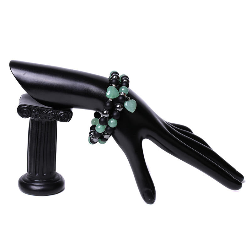 Pulsera de protección de corazón de amor de cristal de piedra de ojo de tigre de ónix negro de Buddha Stones