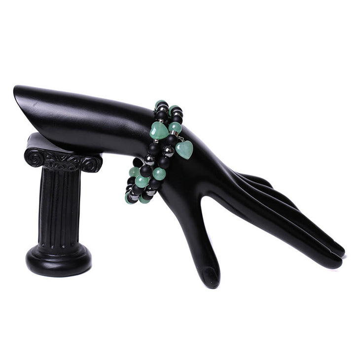 Pulsera de protección de corazón de amor de cristal de piedra de ojo de tigre de ónix negro de Buddha Stones