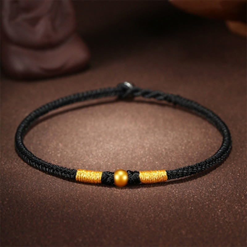 Pulsera de protección trenzada hecha a mano con nudo King Kong de la suerte con cuentas de oro 999 de piedras de Buddha Stones