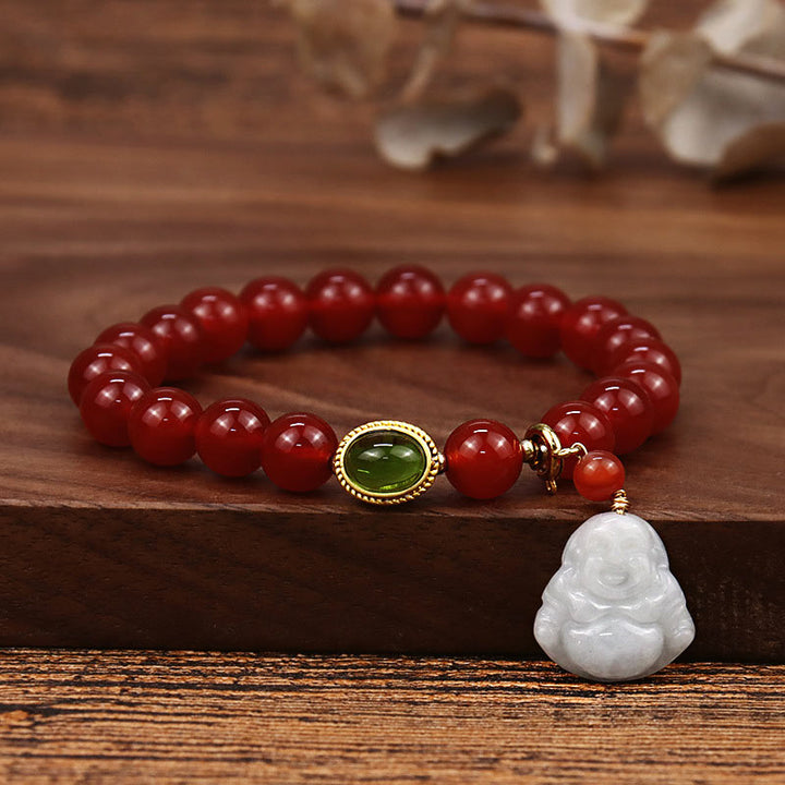 Pulsera de éxito de Buddha Stones con ágata roja natural de piedras de Buda