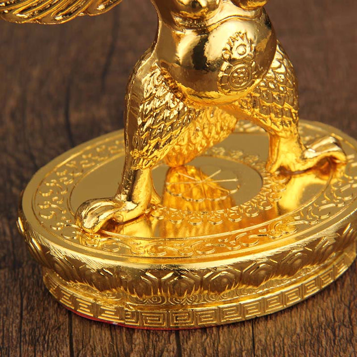 Decoración del hogar de protección de aleación de pájaro Garuda de oro tibetano