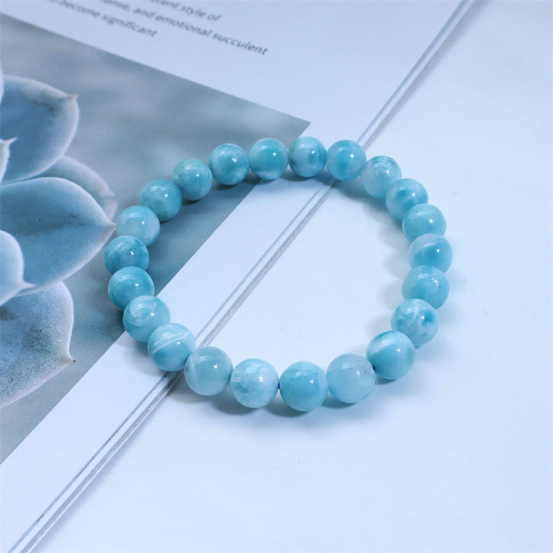 Pulsera de confianza de sabiduría de Larimar natural con Buddha Stones