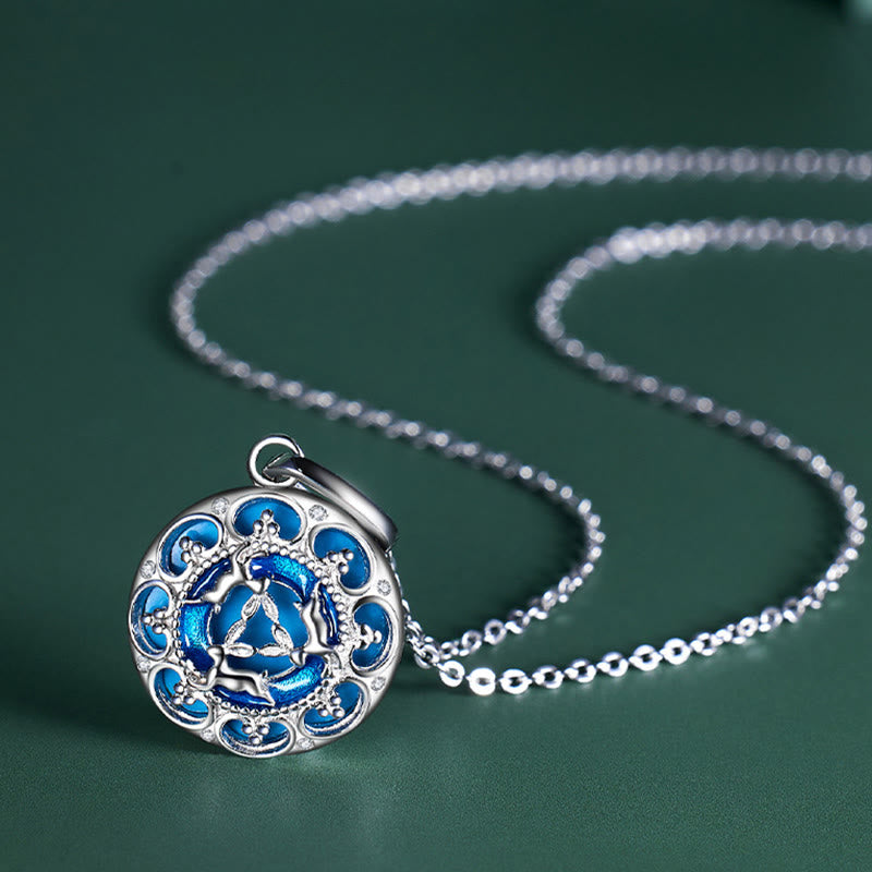 Colgante de plata de ley 925 con Buddha Stones , redondo, turquesa, tres conejos - image 1