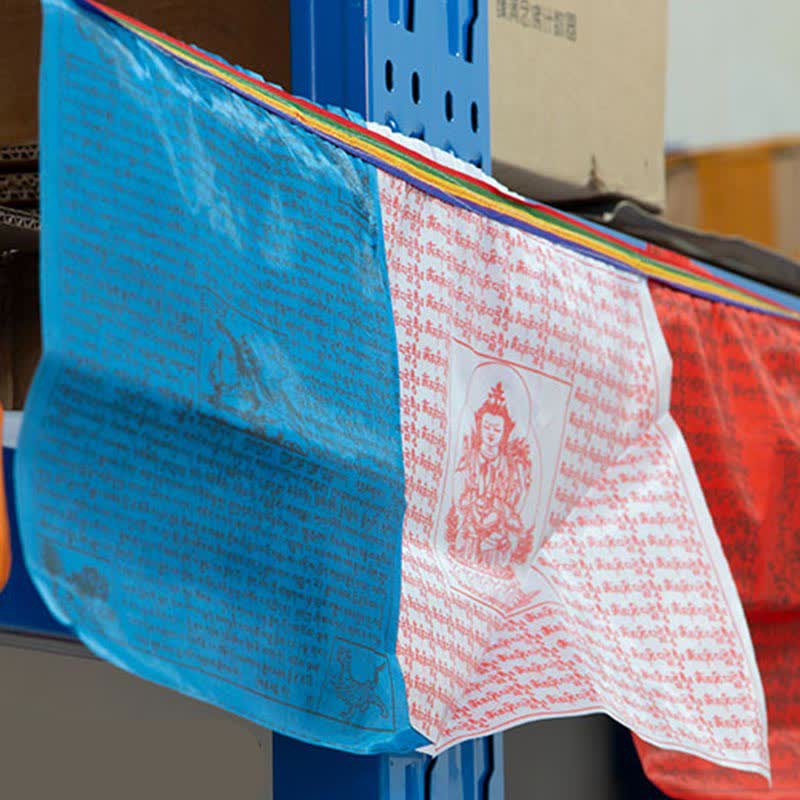 Bandera de oración tibetana de 5 colores con bendición de caballo de viento al aire libre, 20 unidades