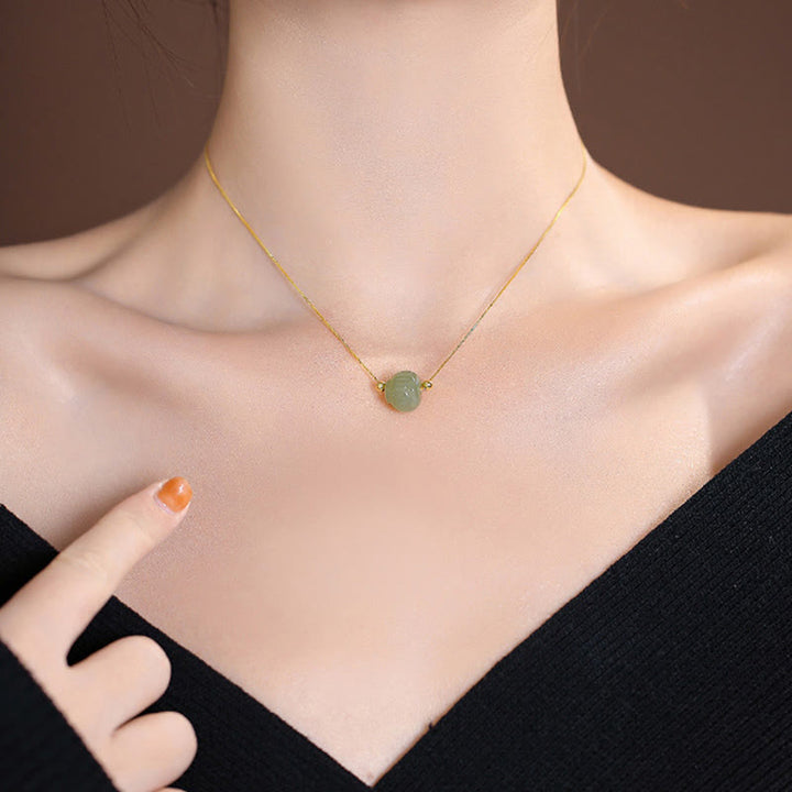 Plata de Ley 925 Natural Hetian Jade cian Jade suerte riendo Buda mariposa collar colgante - image 13