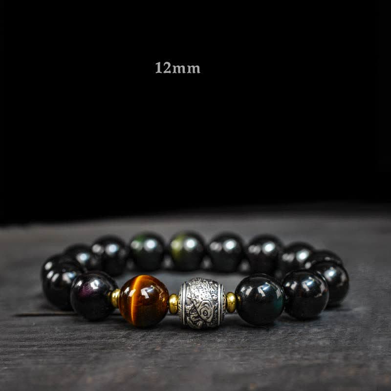 Buddha Stones para experimentar una inversión de la fortuna Pulsera de protección de obsidiana con brillo dorado de obsidiana arcoíris