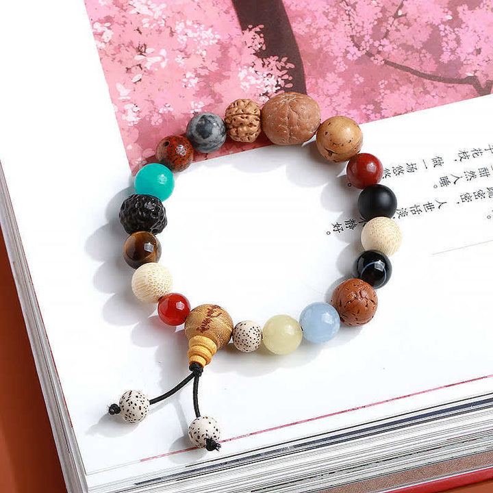 Pulsera Mala de muñeca con Buddha Stones , ágata de semilla Bodhi, sabiduría, armonía