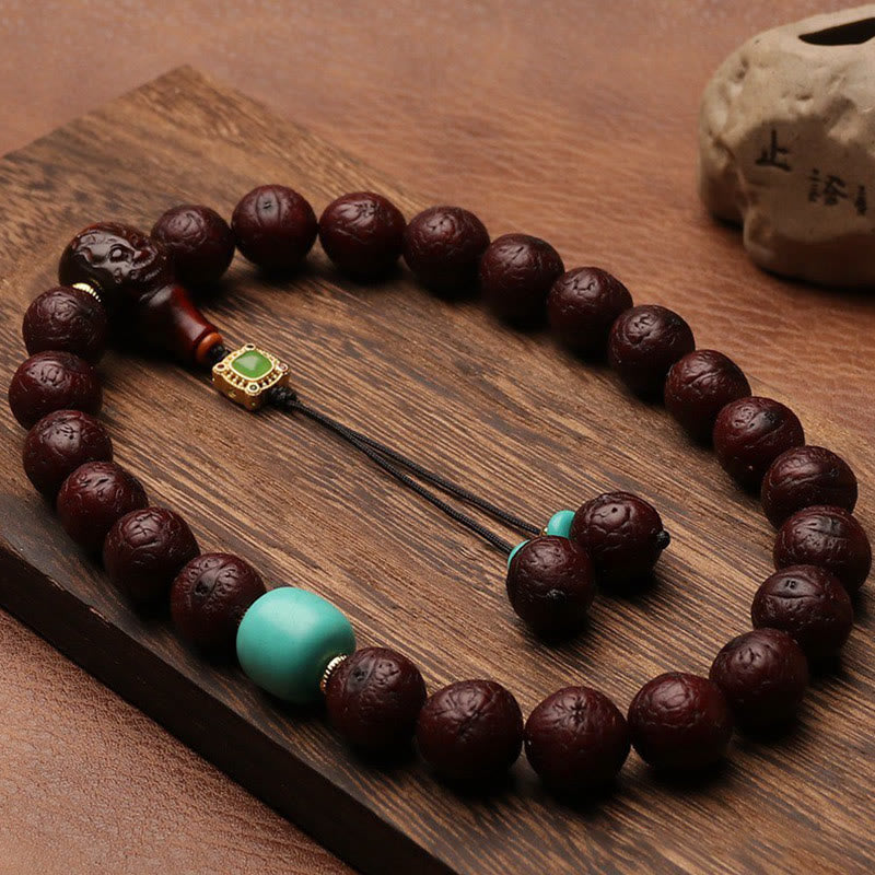 Cuenta de ágata de semilla de Bodhi tibetana, abalorio de borla de suerte y riqueza, Mala para muñeca