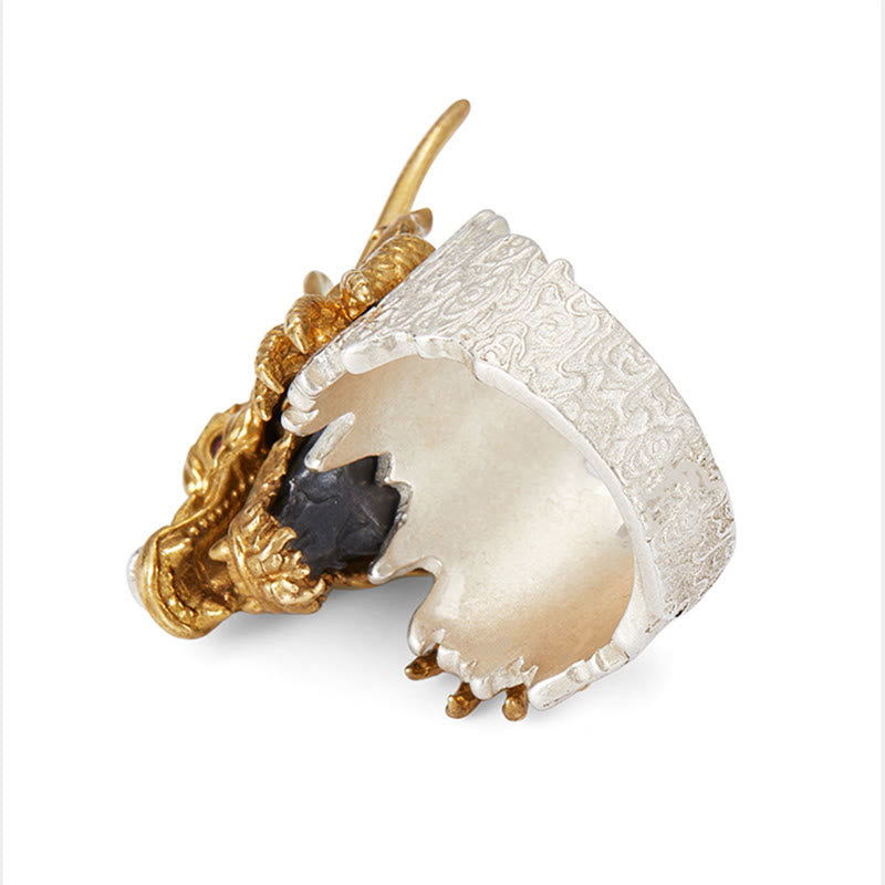 Colgante de anillo ajustable con protección de éxito de la suerte del dragón de plata de ley 925 con Buddha Stones - image 5