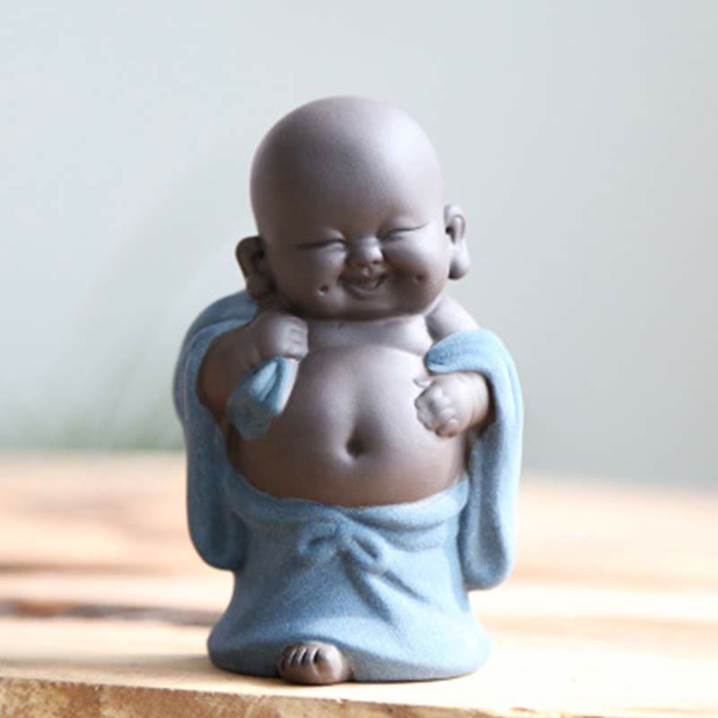 Buddha Stones siempre sonriendo, Buda riéndose, riqueza, suerte, arcilla púrpura, estatua de Maitreya, decoración - Budai Buda sonriente - image 13