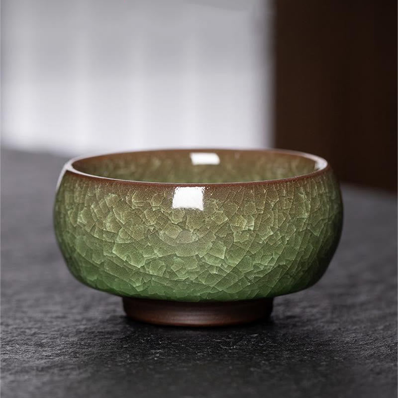 Taza de té de porcelana con diseño de grietas de hielo verde chino, Buddha Stones, cambio de horno Jianzhan, taza de té de Kung Fu