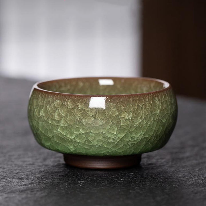 Taza de té de porcelana con diseño de grietas de hielo verde chino, Buddha Stones, cambio de horno Jianzhan, taza de té de Kung Fu