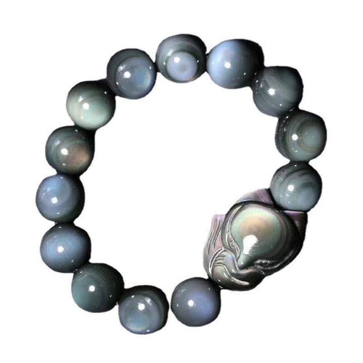 Pulsera positiva curativa de zorro obsidiano arcoíris con Buddha Stones - image 9