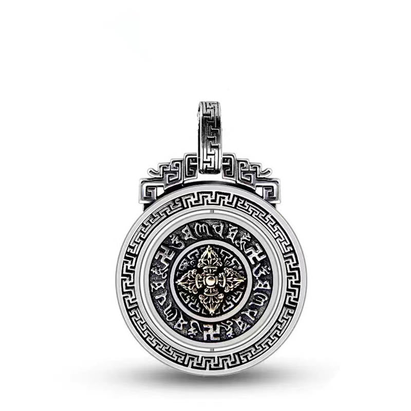 Colgante de collar de paz de pureza giratoria con Buddha Stones tibetanas Om Mani Padme Hum doble Dorje Vajra - image 16